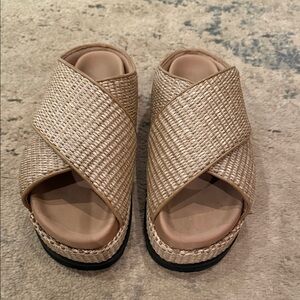 ROAM Beige Woven Slide Sandals